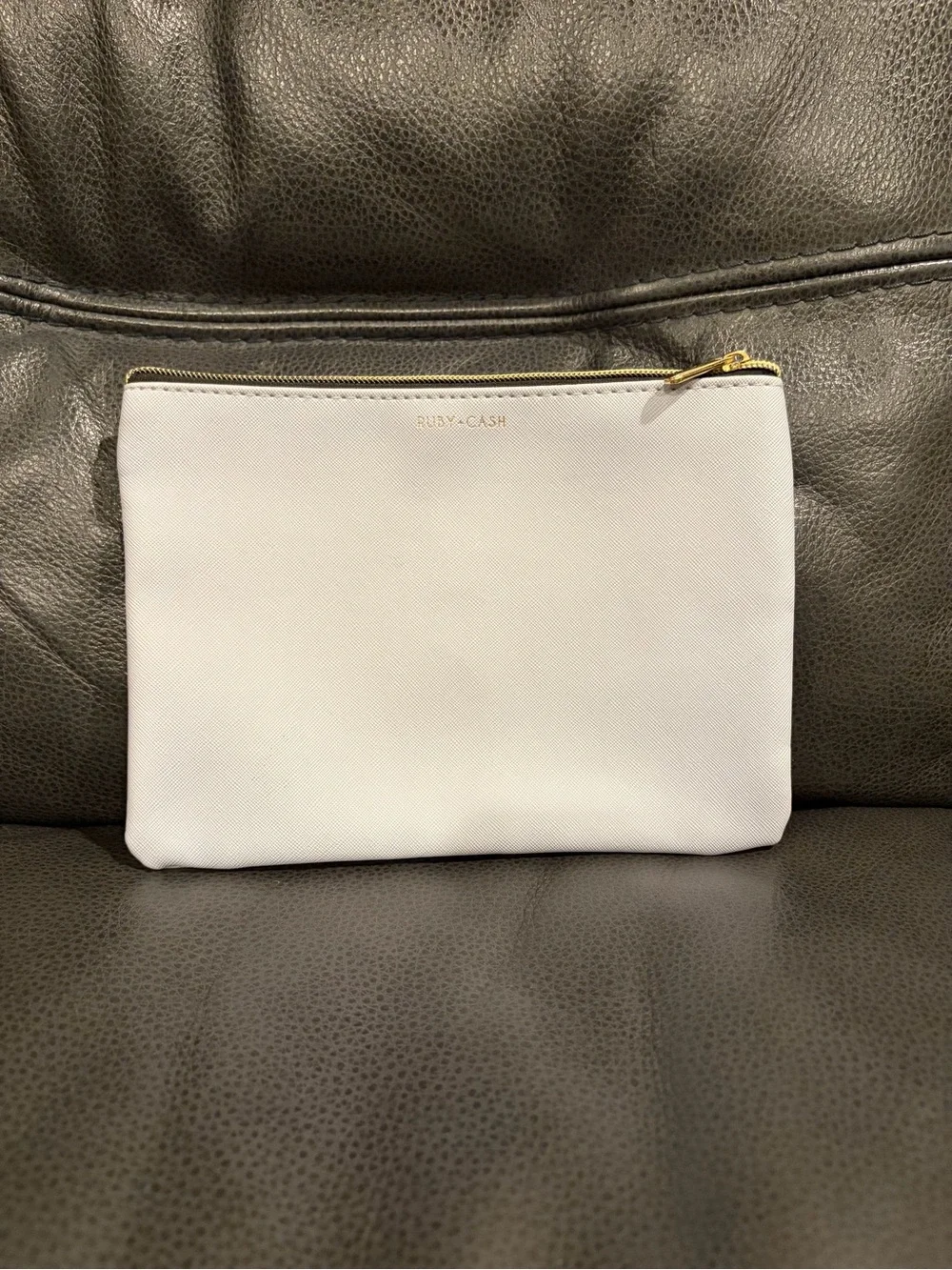 White 'Coffee Till Cocktails' Zip Pouch Clutch